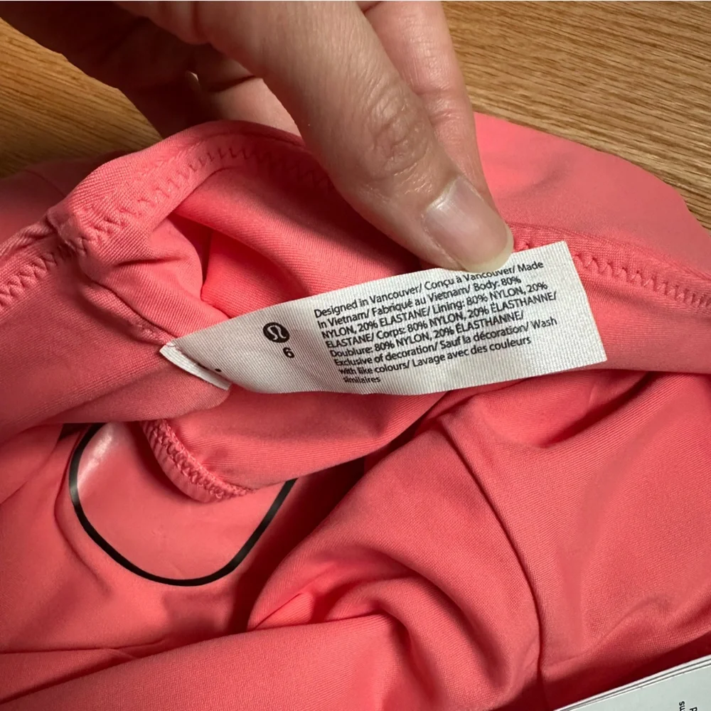 NWT 6 lululemon WatersideHigh-Waist Medium Coverage Swim Bottom - Coral Pink - Picture 3 of 7